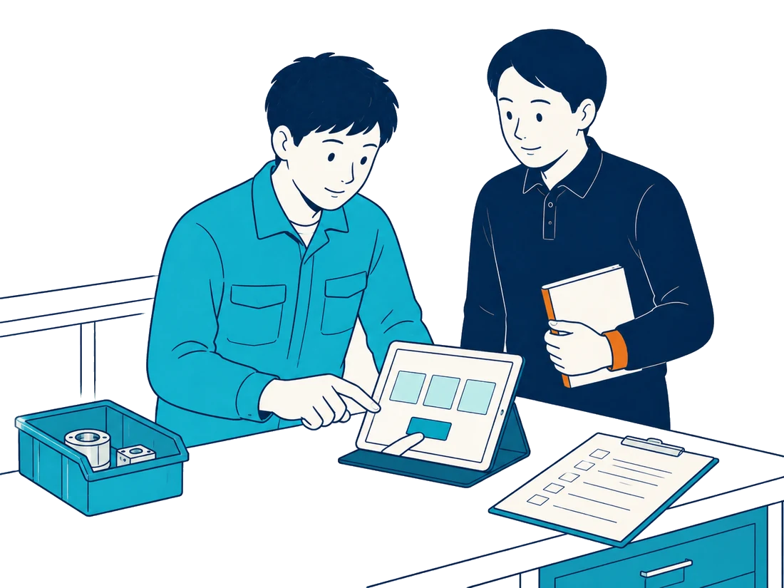 現場でタブレットを一緒に確認し、運用と改善を伴走している